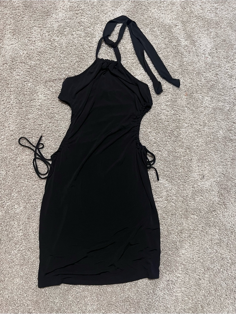 Fashion Nova Black Halter Side-Tie CutOut Mini Dress